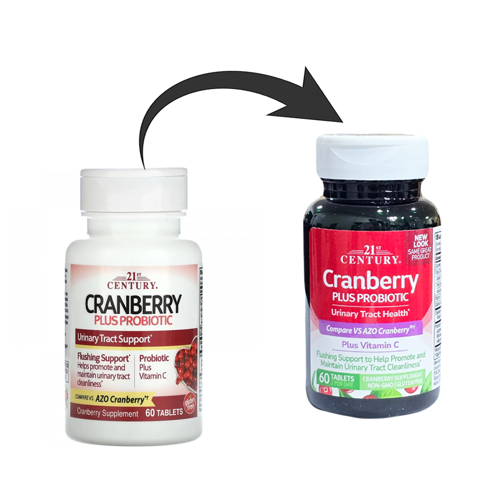 Cranberry Plus Probiotic, 60 Tablets Package of two pieces , 21st Century,