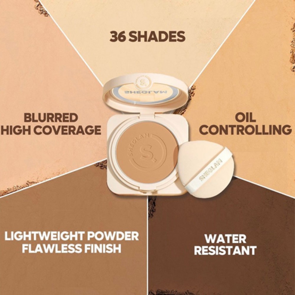 SHEGLAM - SKIN-FOCUS HIGH COVERAGE POWDER FOUNDATION -SHELL