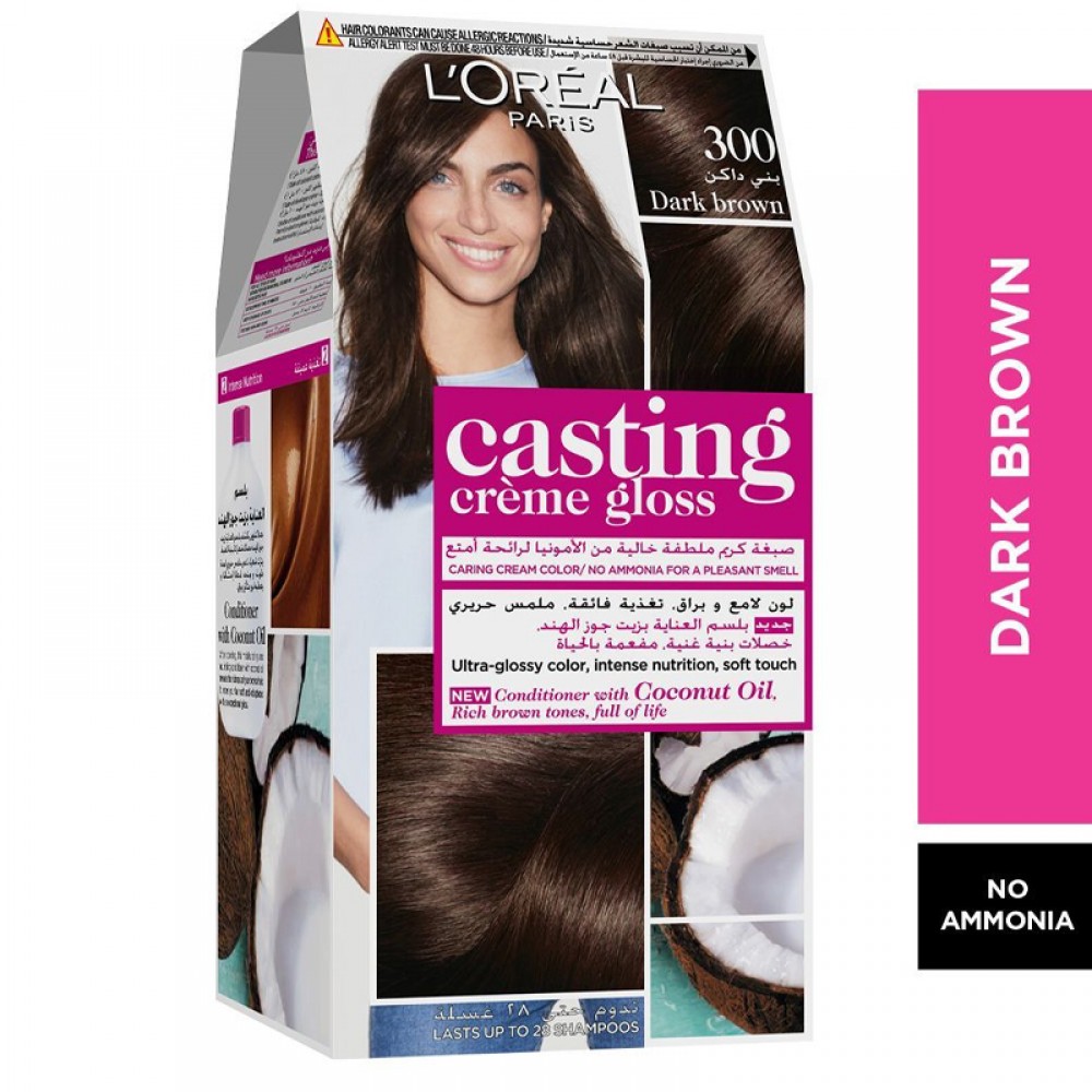 L'Oreal, Paris Casting Crème Gloss Hair Color Dark Brown - 300 - 1 Kit