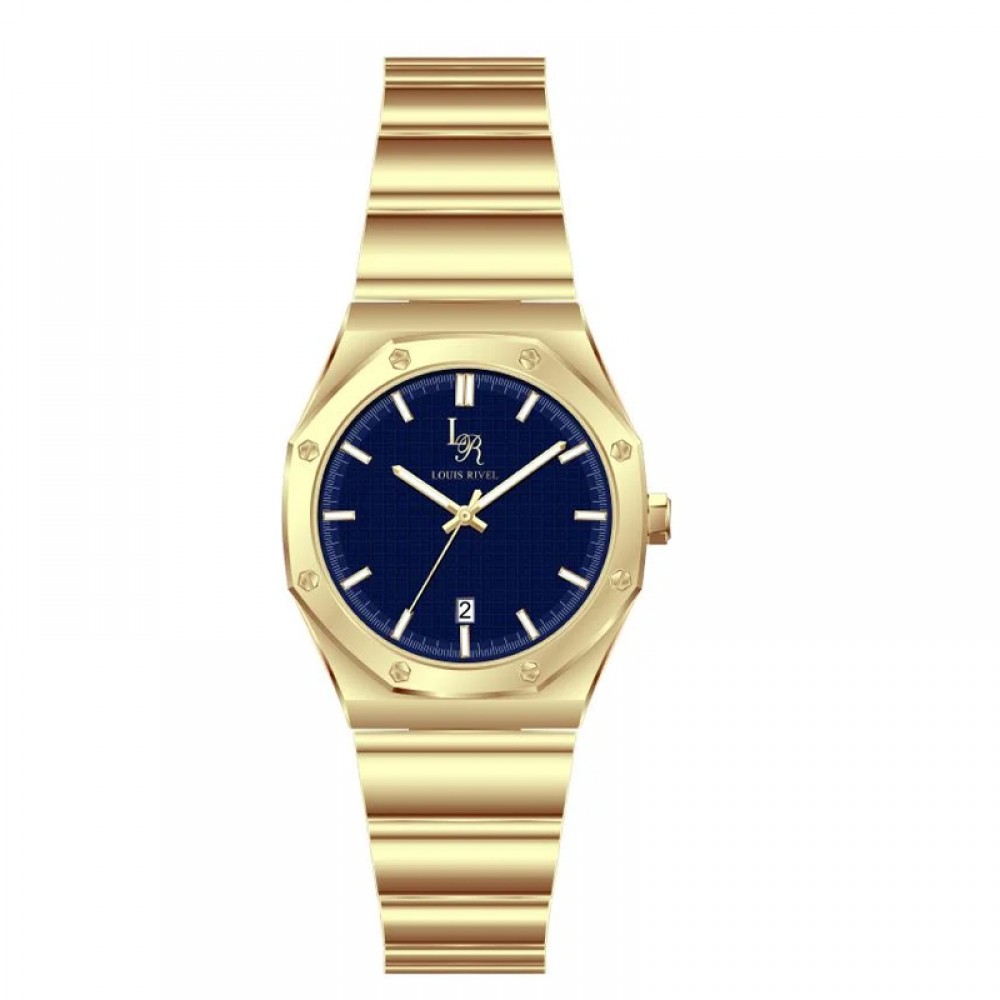 Louis Rivel Men's Watch 21022, Gold with Blue Dial