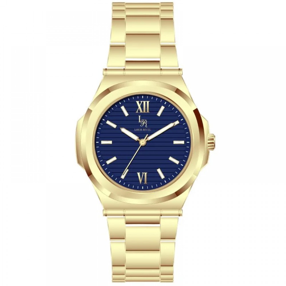 Louis Rivall Men's Watch 21020 Gold Blue Dial