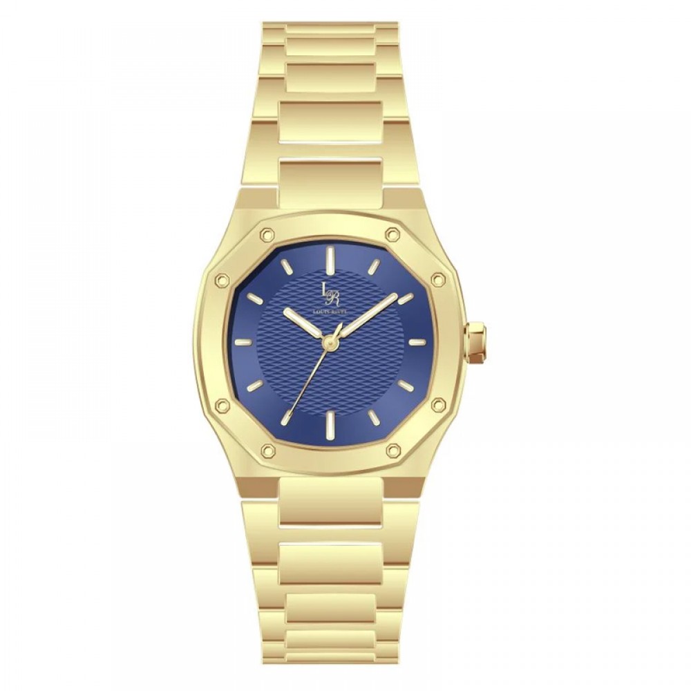 Louis Rivall Men's Watch 21019 Gold Blue Dial