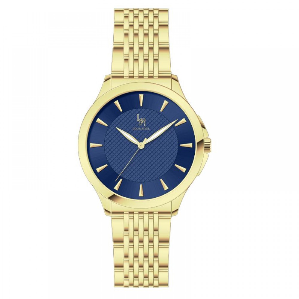 Louis Rivall Men's Watch 21024 Gold Blue Dial