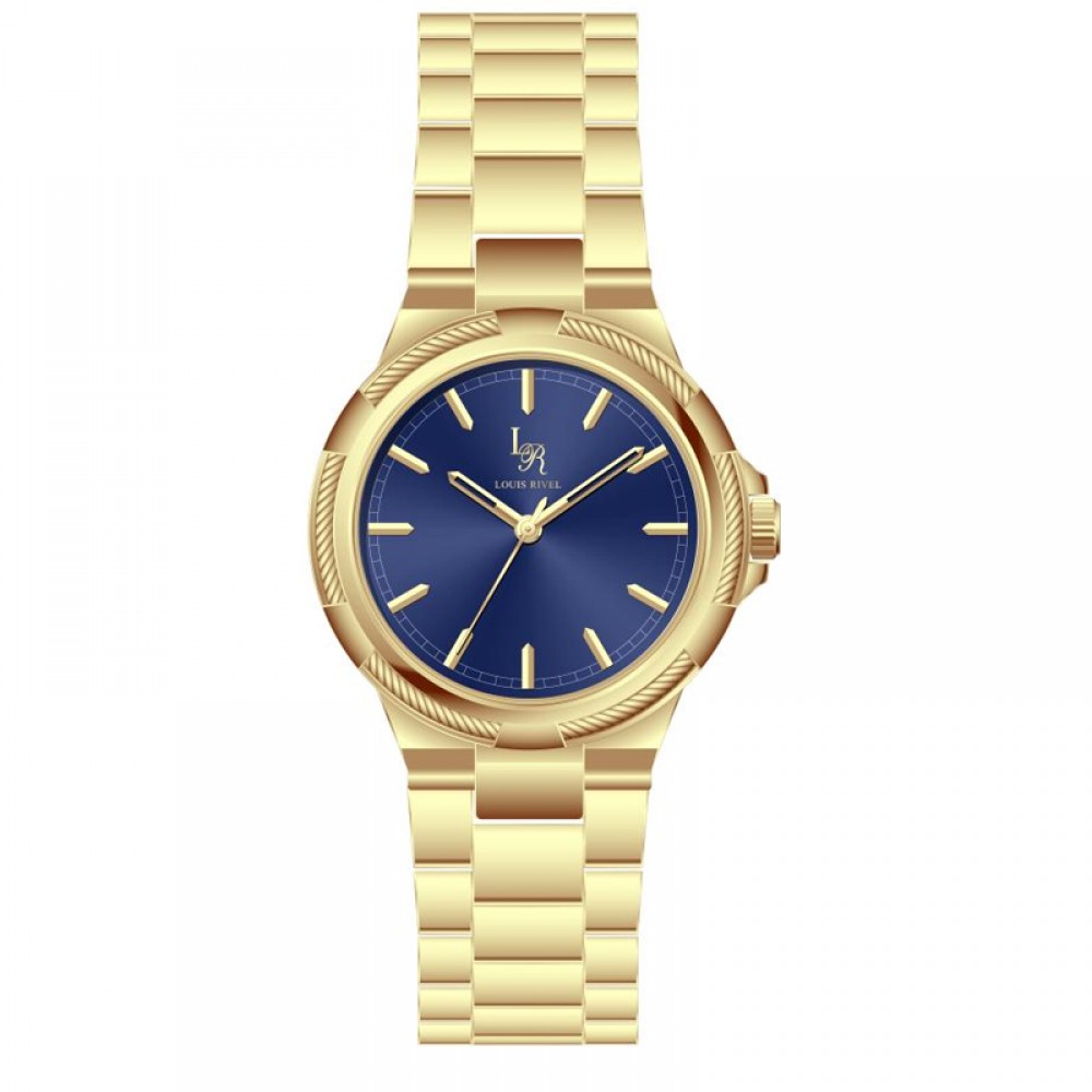 Louis Rivall Men's Watch 21016 Gold Blue Dial