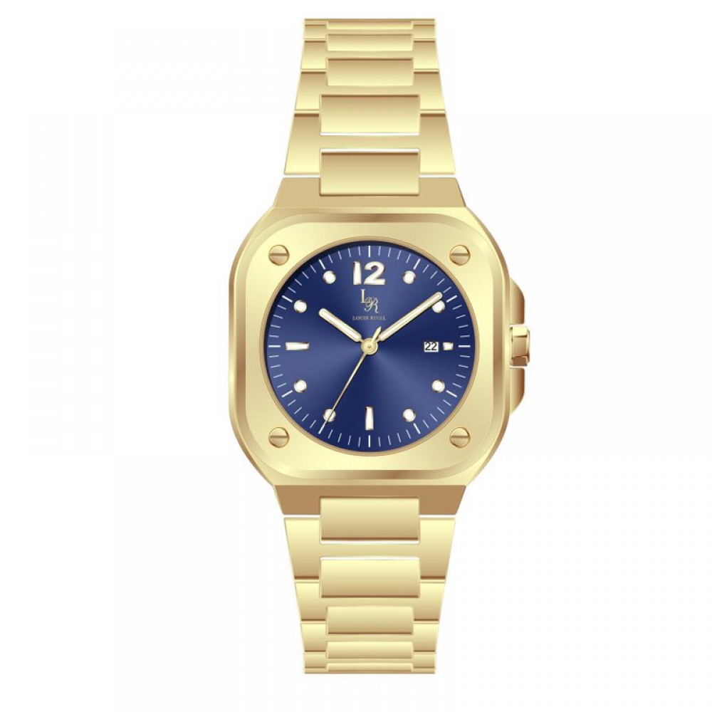 Louis Rivall Men's Watch 21017 Gold Blue Dial