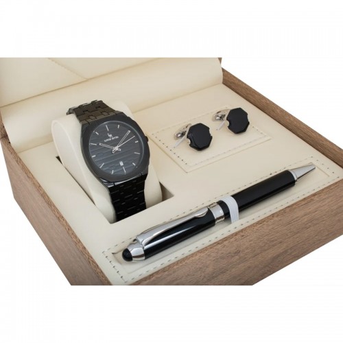 Complete Black Louis Rivel 1040 Men's Watch Set Complete Black Louis Rivel 1040 Men's Watch Set
