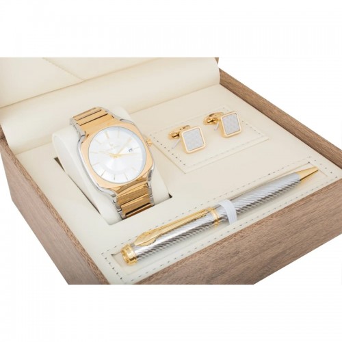 Louis Rivet Men's Watch Set 1206 Two-Tone Gold, White Dial Louis Rivet Men's Watch Set 1206 Two-Tone Gold, White Dial