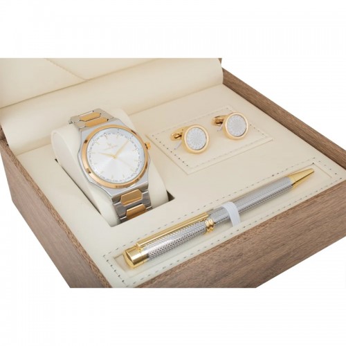 Louis Rivet Men's Watch Set 1028: Two-Tone Gold, White Dial Louis Rivet Men's Watch Set 1028: Two-Tone Gold, White Dial
