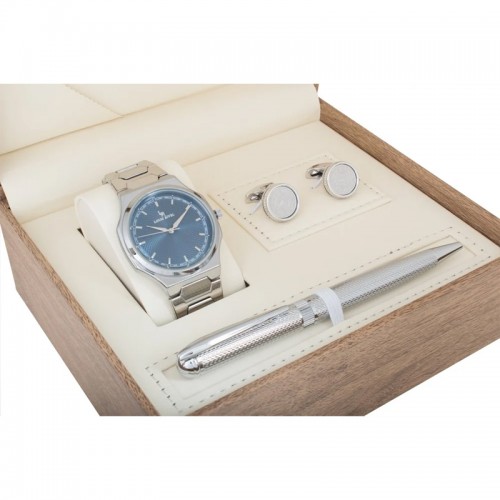 Louis Rivet Men's Watch Set 1028: Silver, Blue Dial Louis Rivet Men's Watch Set 1028: Silver, Blue Dial