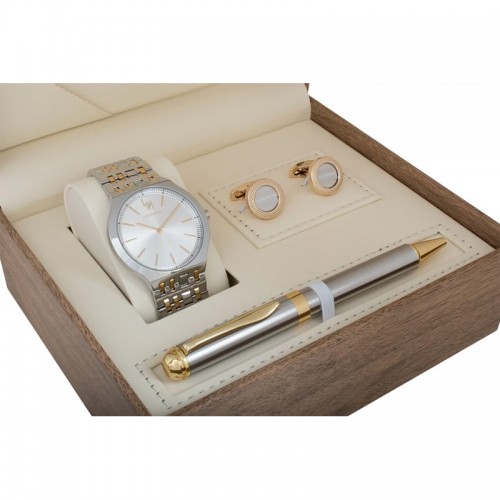 Louis Rivet Men's Watch Set 23013: Two-Tone Gold, White Dial Louis Rivet Men's Watch Set 23013: Two-Tone Gold, White Dial