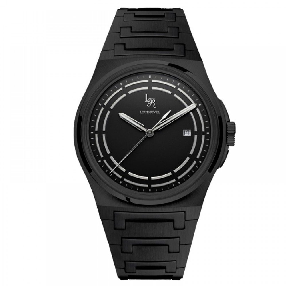 Louis Revial men's watch 1215, black dial, black strap