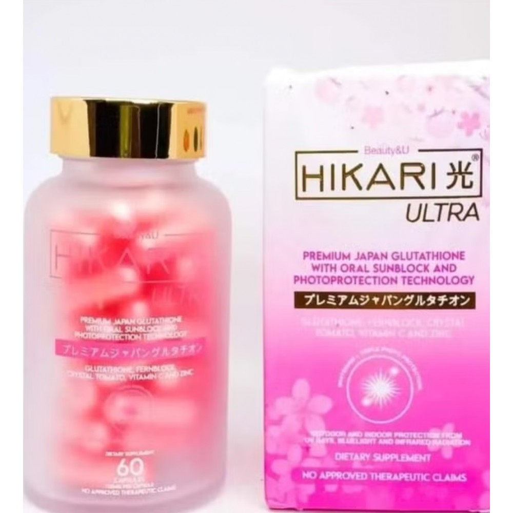 Hikari Ultra Premium Japanese Glutathione with Oral Sunscreen, 60 Capsules