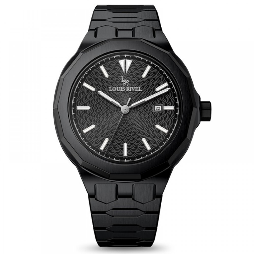 Complete black Louis Revial men's watch 1099