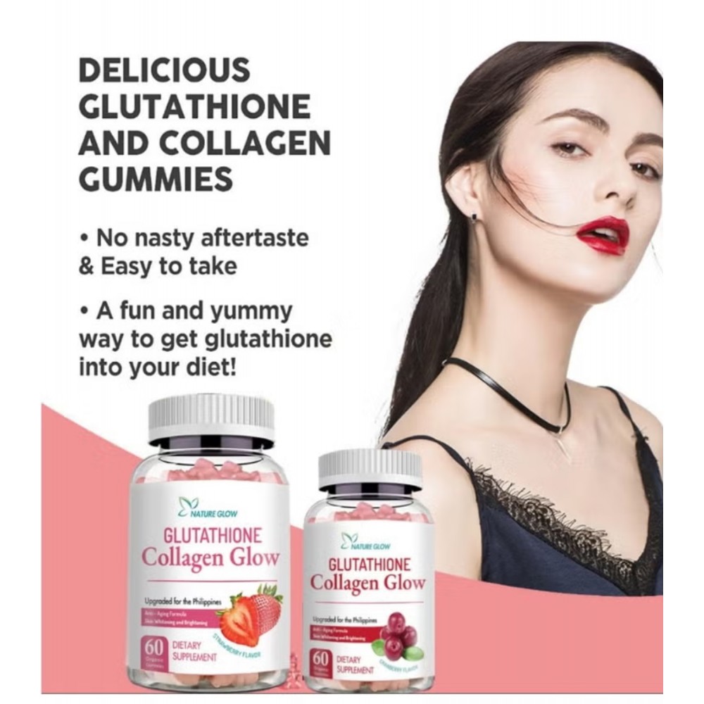 Nature Glow Glutathione Collagen Gummies Anti- Aging Whitening Skin Glow Collagen Vitamins...