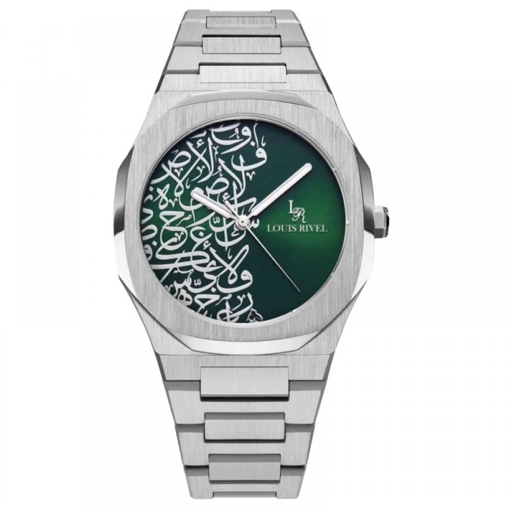 Louis Revial men's watch 1035, silver, green dial