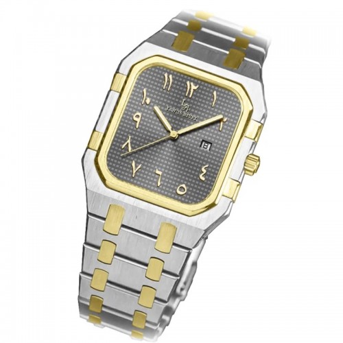 ساعة رجالي لويس ريفال 2529 لونين ذهبي ميناء رصاصي 