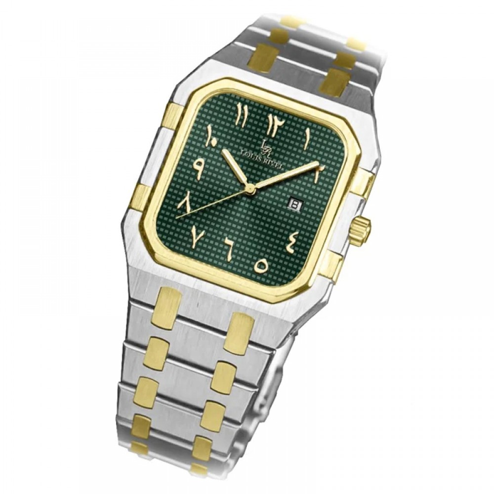 Louis Rivel 2529 men's watch, two-tone gold, green dial