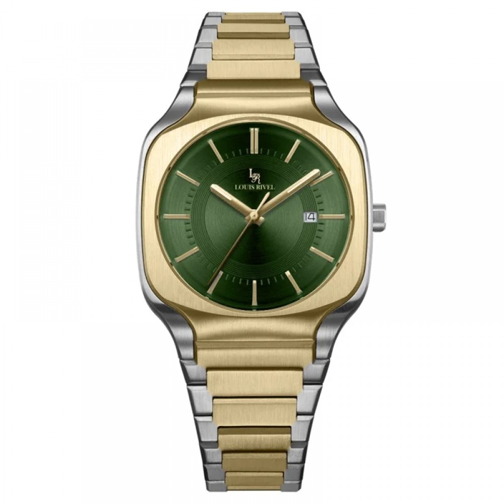 Louis Rivel 1206 men's watch, two-tone gold, green dial