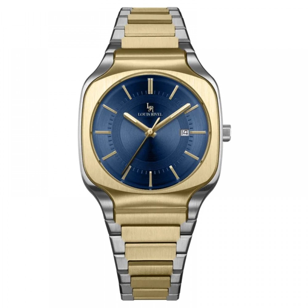 Louis Rivel 1206 men's watch, two-tone gold, blue dial