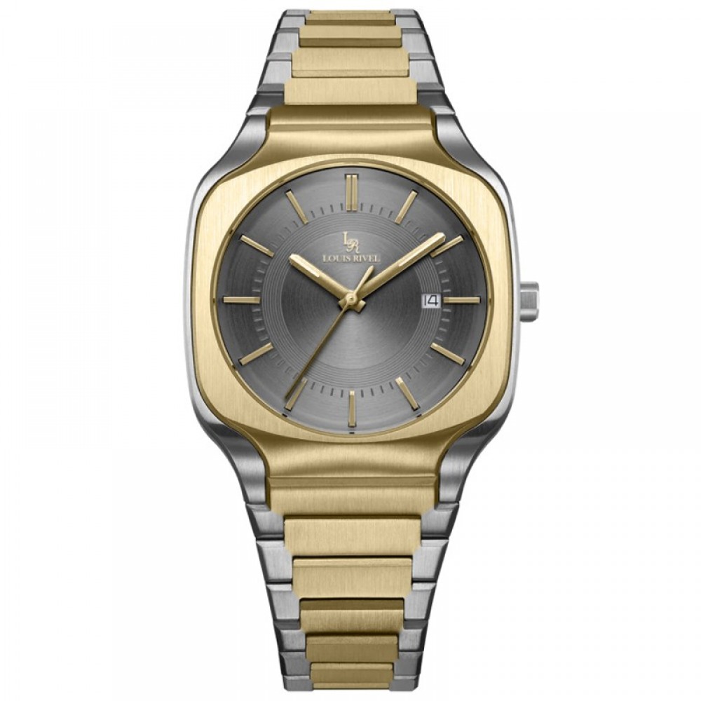 Louis Rivel 1206 men's watch, two-tone gold, grey dial