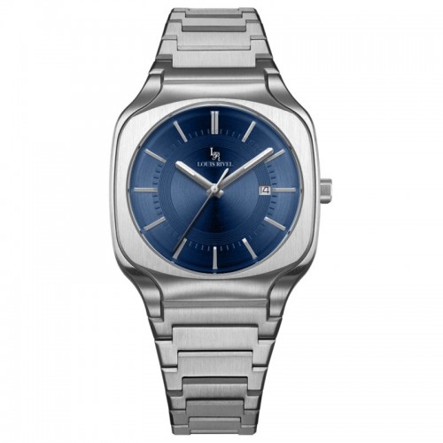 Louis Rivet 1206 men's silver watch with a blue dial Louis Rivet 1206 men's silver watch with a blue dial