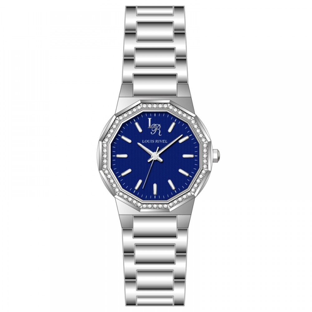 Louis Revial 23018 Women's Silver Watch with Blue Dial