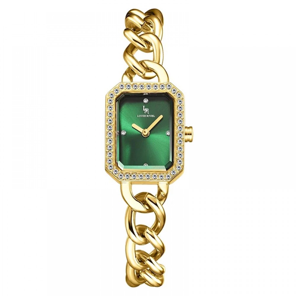 Louis Revial 091 Women's Gold Watch with Green Dial