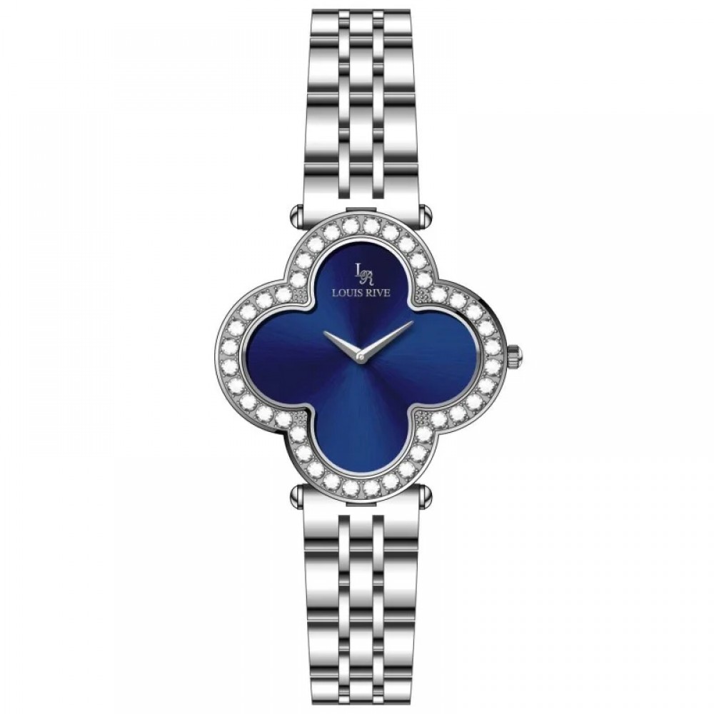 Literal translation: Louis Rivel women's watch 9809, silver with a blue dial