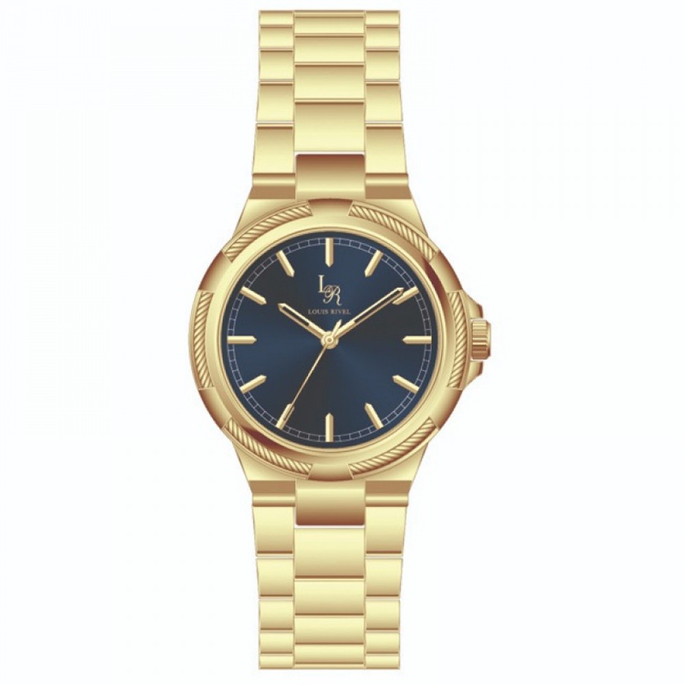 Literal translation: Louis Rivel men's watch LR21016, gold with a navy blue dial