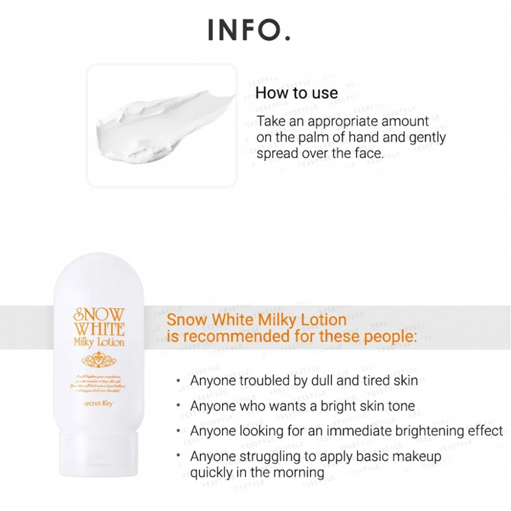 Snow White Lotion with Milk, Skin Lightening from Secret K, 120 grams