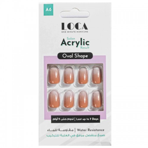 Loca Acrylic Nails A6-Oval Shape Ombre Loca Acrylic Nails A6-Oval Shape Ombre