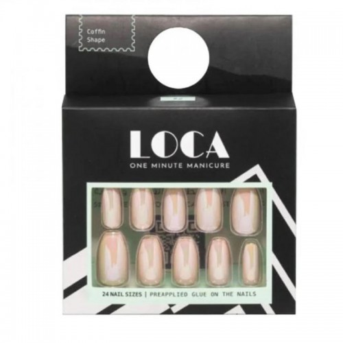 Loca press on nails pink chrome coffin shape (2) Loca press on nails pink chrome coffin shape (2)