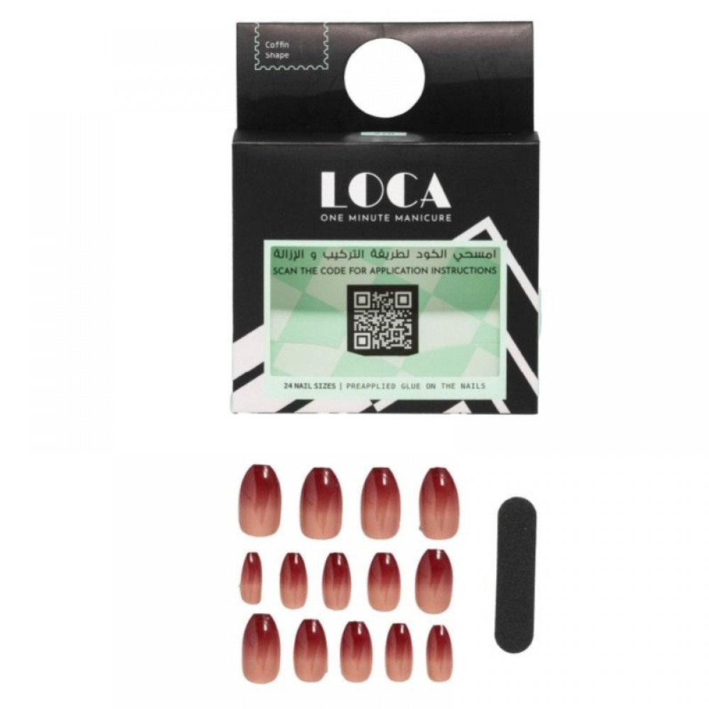 Loca, Press On Nails, Ombre, Coffin Shape - 1 Kit