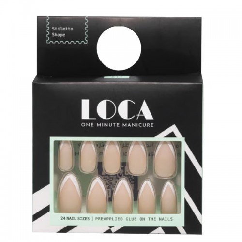 اظافر صناعية لصق ذاتي لون فرنسي شكل ستيليتو 15 من لوكا 24 قطعة