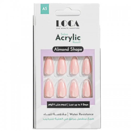 Loca Acrylic Nails A5-Almond Shape Pink French Loca Acrylic Nails A5-Almond Shape Pink French