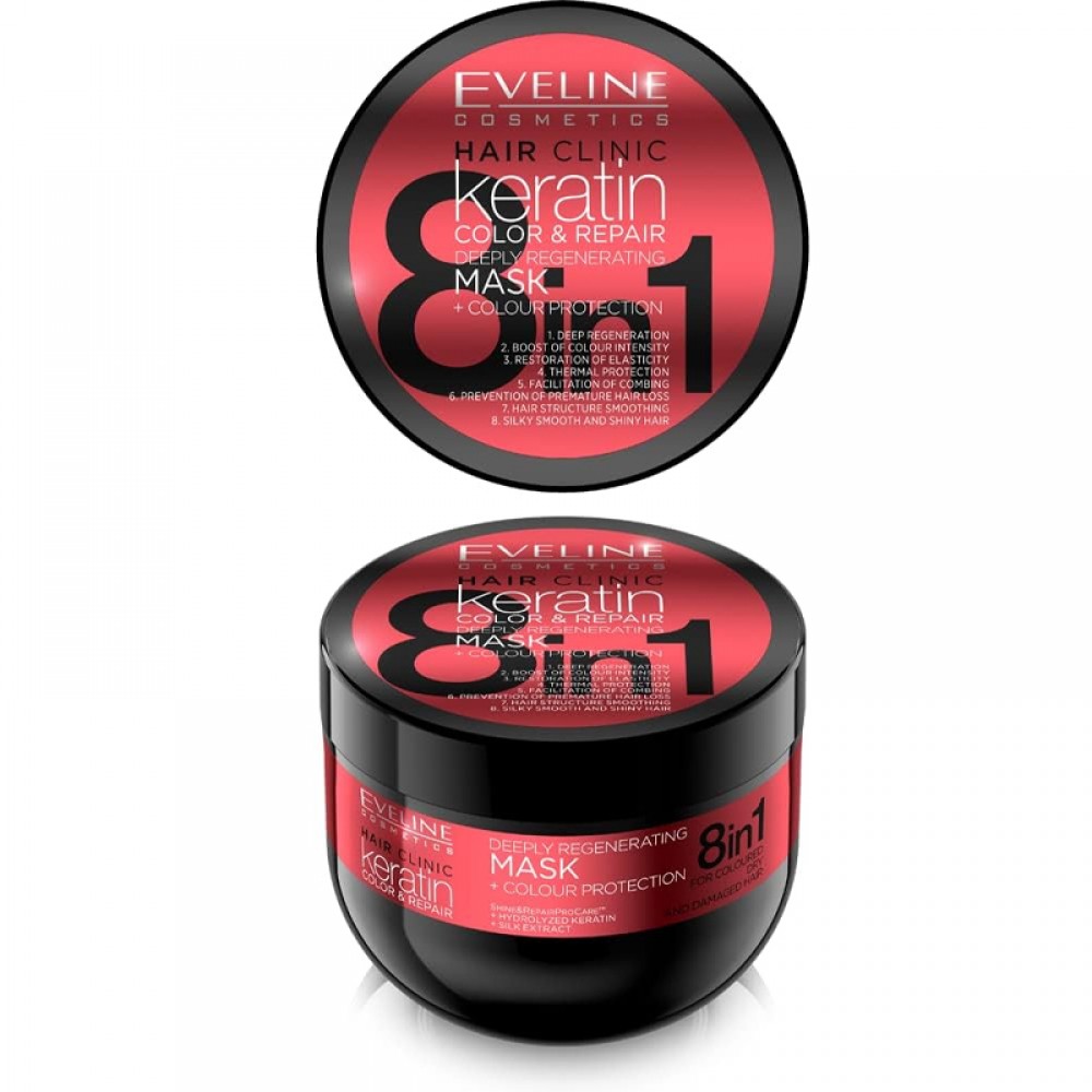 Eveline Cosmetics Keratin Color & Repair Mask & Colour Protection 8in1 500ml