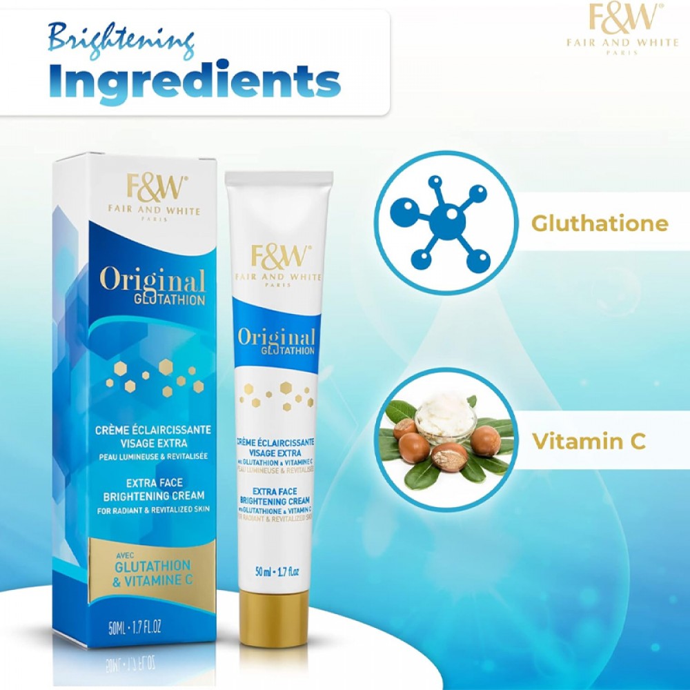 Fair & White Glutathione Extra Brightening Face Cream with Glutathione and Vitamin C - 50ml