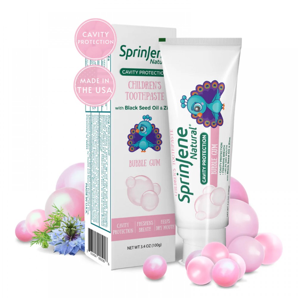 SprinJene Natural Watermelon-Flavored Kids Toothpaste with Fluoride for Cavity Protection