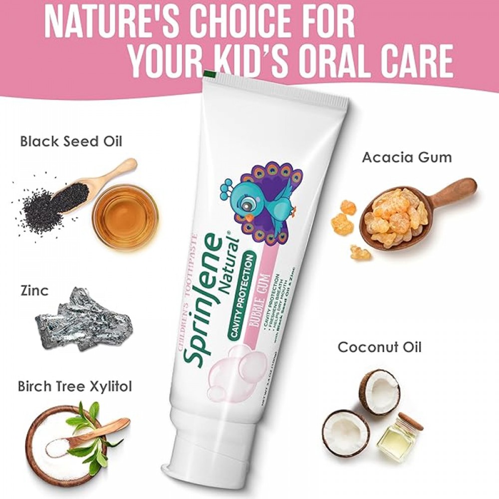 SprinJene Natural Watermelon-Flavored Kids Toothpaste with Fluoride for Cavity Protection