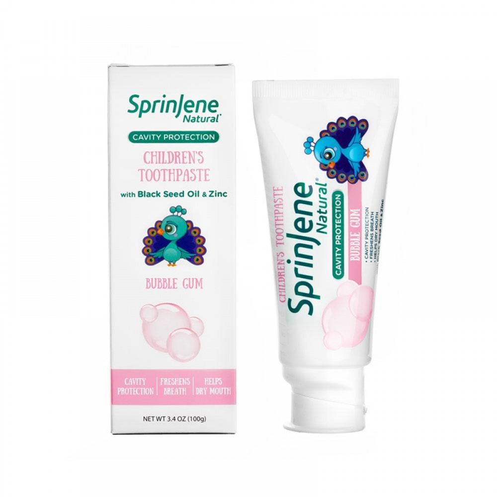 SprinJene Natural Watermelon-Flavored Kids Toothpaste with Fluoride for Cavity Protection