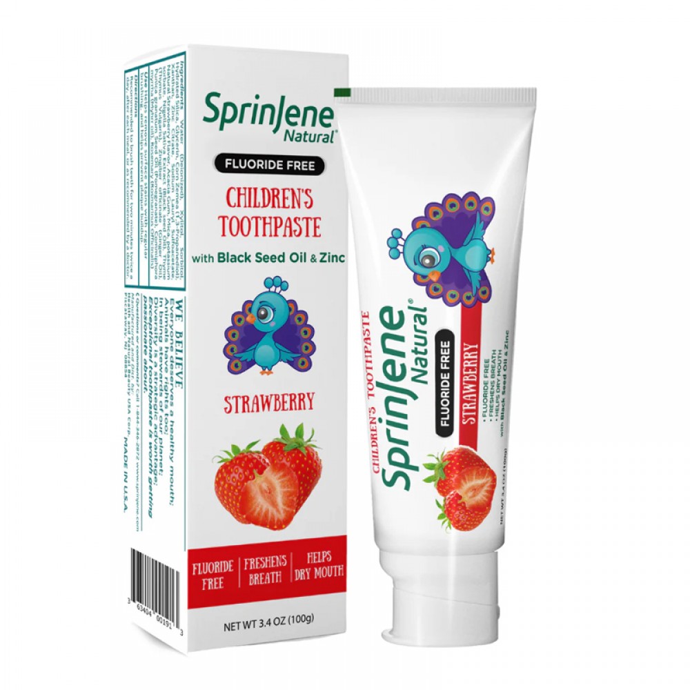 SprinJene Natural Strawberry-Flavored Kids Toothpaste Fluoride-Free - 100g