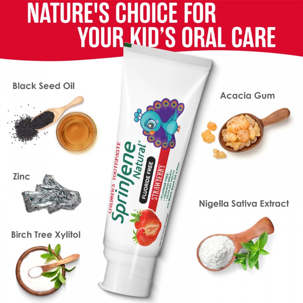 SprinJene Natural Strawberry-Flavored Kids Toothpaste Fluoride-Free - 100g