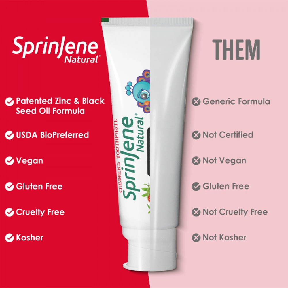 SprinJene Natural Strawberry-Flavored Kids Toothpaste Fluoride-Free - 100g