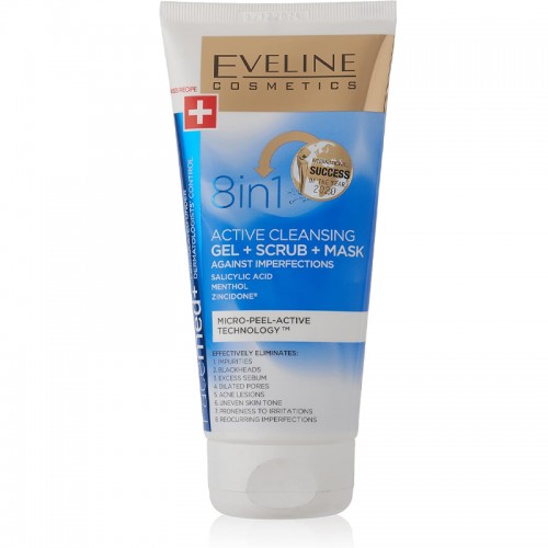  Eveline Facemed+ 8in1 Active Cleansing Gel+Scrub+Mask 150ml 