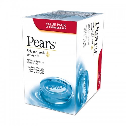 Pears Soft & Fresh Soap Bar 4×125g Pears Soft & Fresh Soap Bar 4×125g