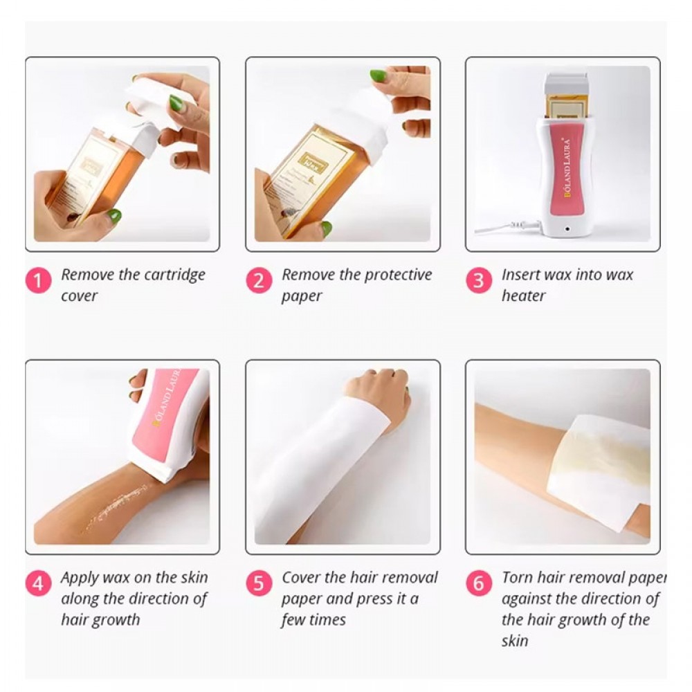 Hair Removal Set: Wax Heater + Wax Roll + Hair Removal Strips