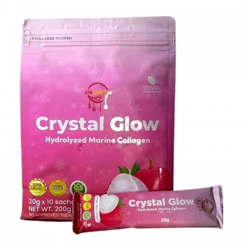 JRK Dream Crystal Glow Hydrolyzed Marine Collagen Blend with Glutathione and Lychee Extract, 10 Sachets