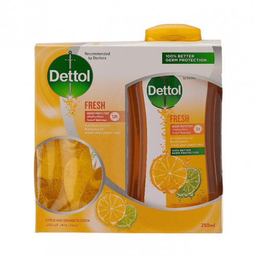 غسول الجسم المنعش من ديتول مع ليفة - 250مل غسول الجسم المنعش من ديتول مع ليفة - 250مل