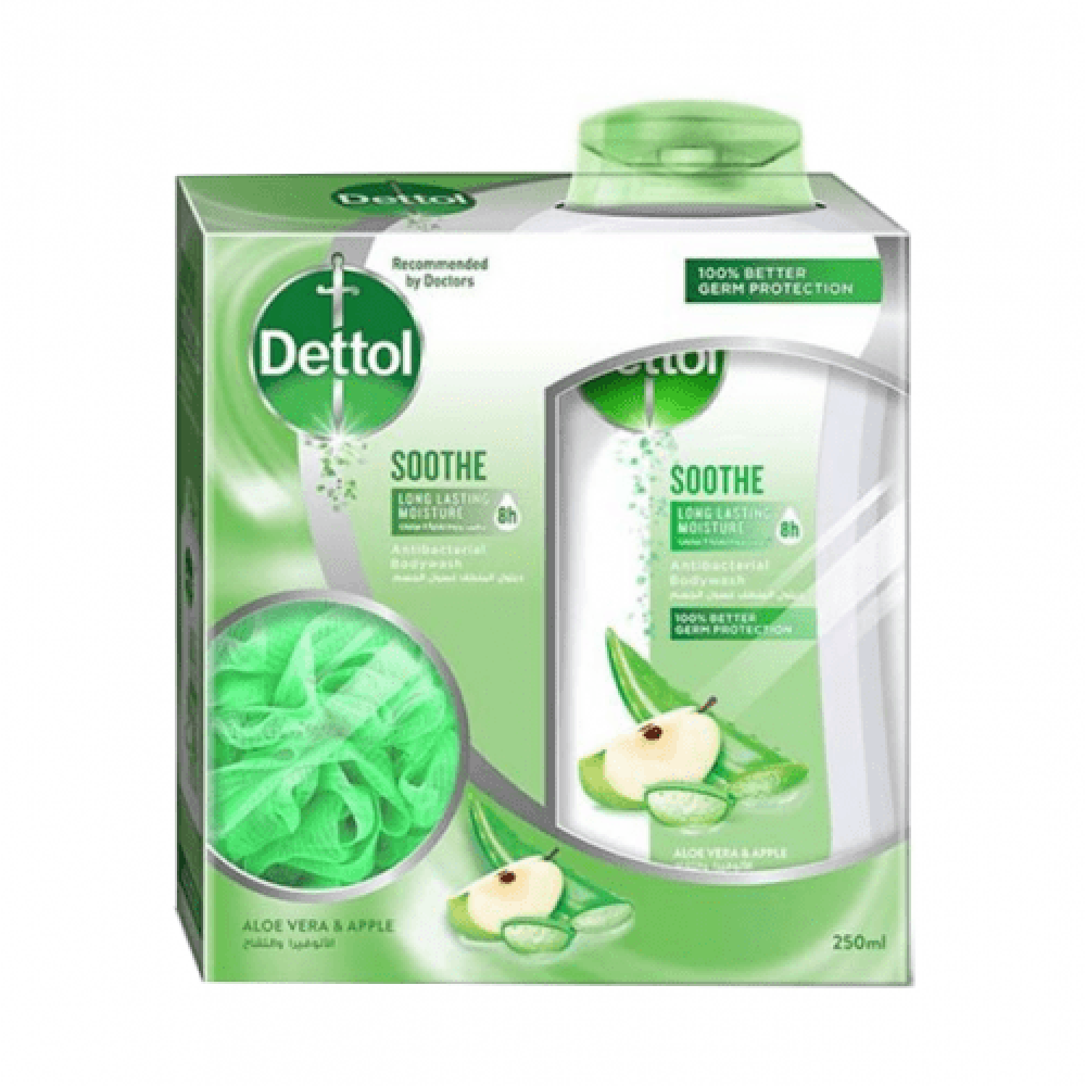 Dettol Soothe Apple & Aloe Body Wash With Loofah - 250ml