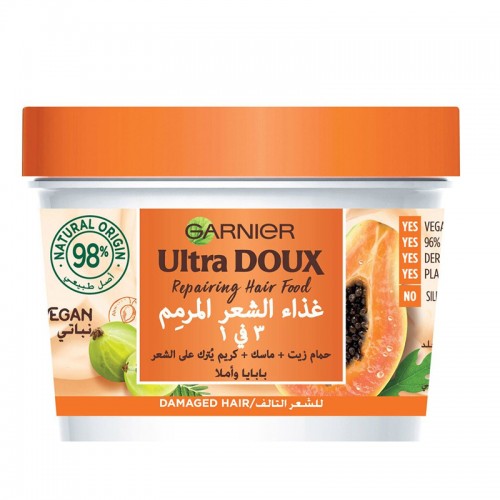 الترا دو غذاء الشعر المرمم 3 في 1 بالبابايا من قارنييه - 390مل